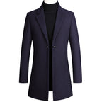 Korean Style Long Woolen Trench Coat With One Button