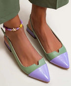 Spring 2024 Summer New Women's Shoes Pointed Flat Bottom Pumps Color Matching Low Heel Shoes