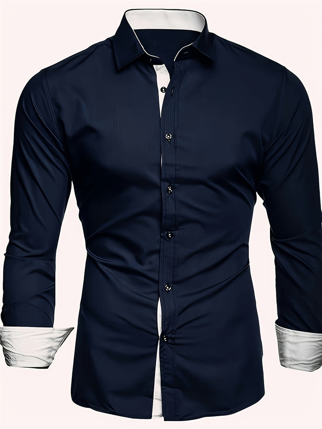 A Cool And Casual Long-sleeved Shirt In Contrasting Colors For A Teenage Man Hover Image