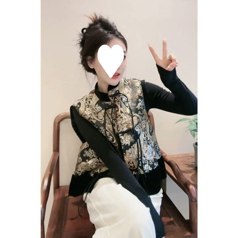Fashion Tang Suit Retro Top Ethnic Style New Chinese Style Vest