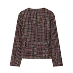 Elegant Classic Style Round Neck Long Sleeve Short Coat