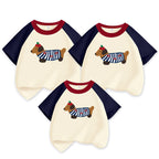 Dog Western Style Mother-daughter Matching Outfit Cotton Short Sleeve Contrast Color Korean Style