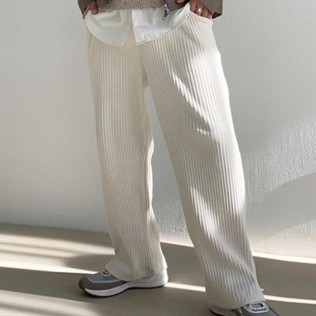 Men's Loose Solid Color Corduroy Ankle-tied Casual Pants Hover Image