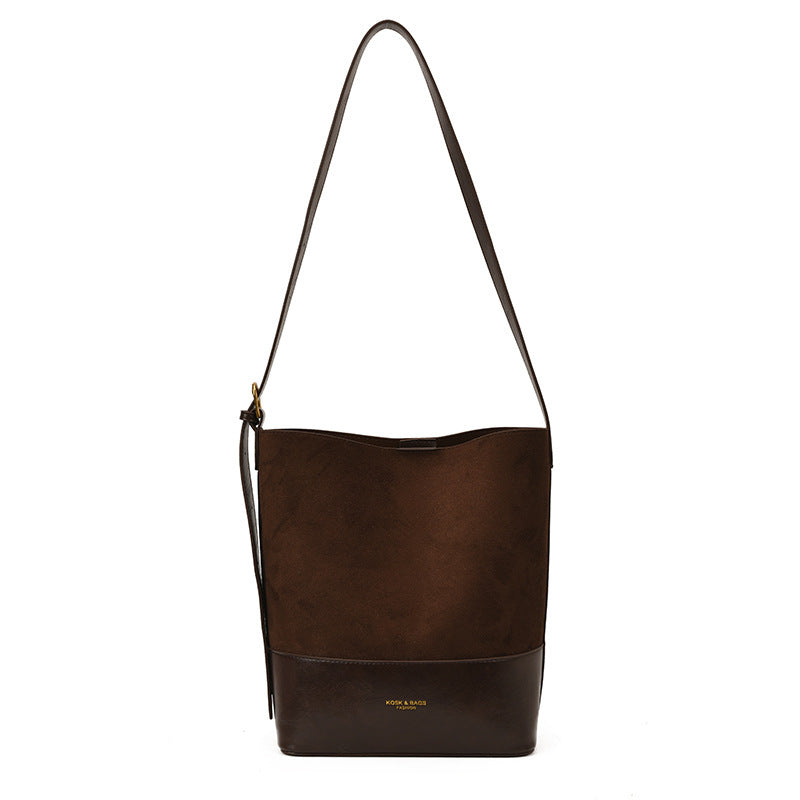Women's Fashionable Suede Bucket Bag