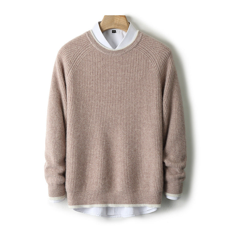 New Round Neck Double-strand Thickened Sweater For Men