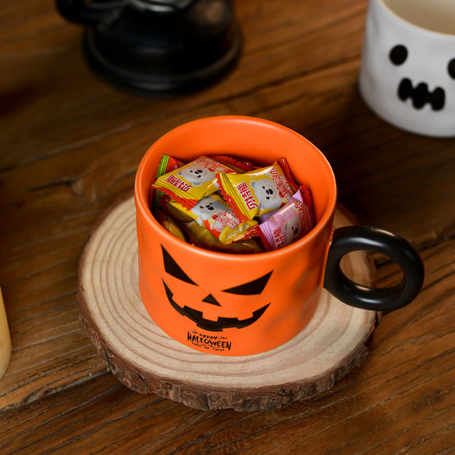 Pumpkin Ceramic Cup Party Favor Ceramic Cups With Handle Portable Cute Halloween Gift Mug Durable Halloween Party Supplies Main Image