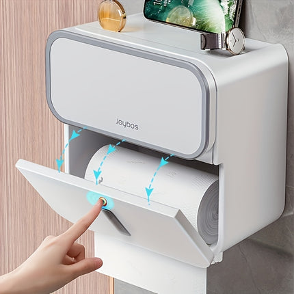 Double Layer Bathroom Tissue Holder Wall Mounted Drawer Box