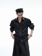 Silk Satin Shirt Commuter Short Wide Top