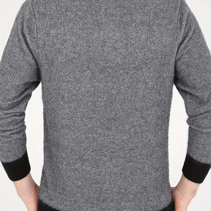Mens Autumn Winter Stand Collar Sweater With Buttons