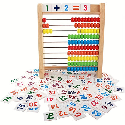 Wooden Abacus For Addition Subtraction With Number Cards