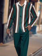 Print Striped Fashion Autumn Men's Suit