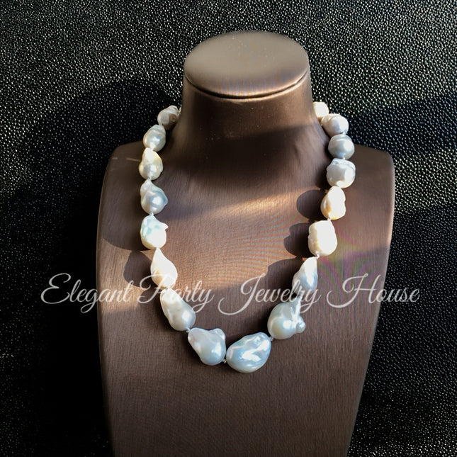 Freshwater Oversized Baroque Pearl Necklace Luxury Fashion