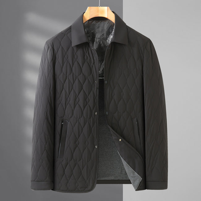 Men's Jacket Lightweight Business Diamond Lattice Shirt Autumn Winter Cotton-padded Coat Main Image