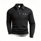 Trendy Casual All-matching Printed Long Sleeve Waffle Polo Sweater