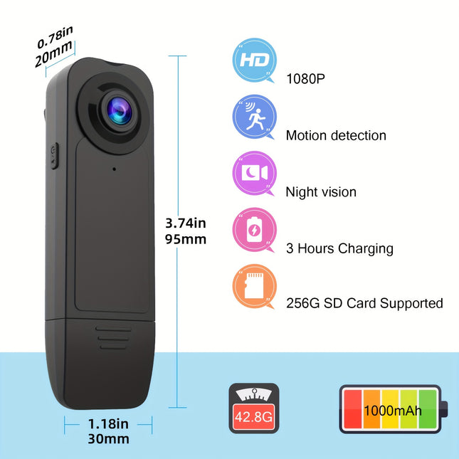 1080P Full HD Wearable Camcorder Motion Detection 64GB