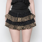 Dark Asian Punk Lace Stitching Bow Skirt