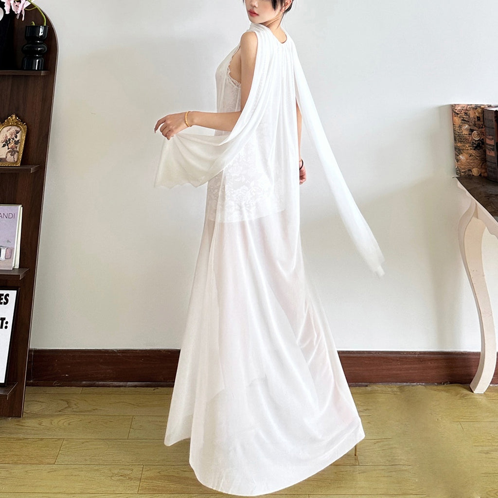 New Women's Sexy Halter Lace Stitching Dress