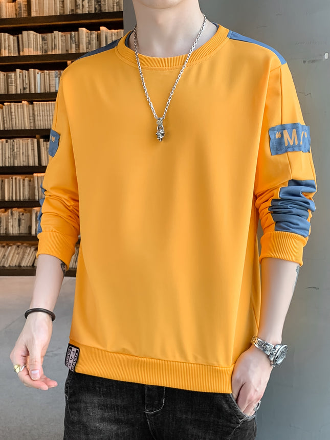 Mens Athletic Long Sleeve Colorblock Shirt Black Green