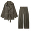 Women's Belt Coat Pleated Trousers