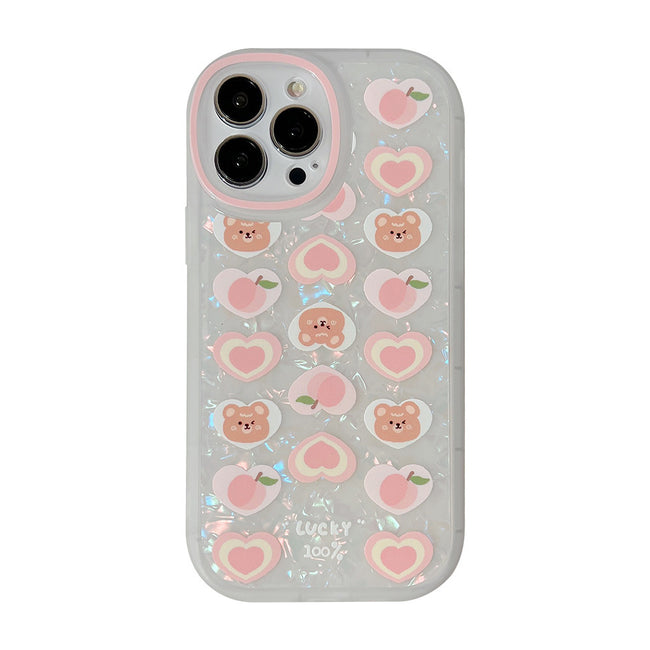 Peach Love Bear Pearl Chain Phone Case Main Image