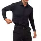 Full Elastic Force Shirt Men's Clothing Long Sleeve Shirt