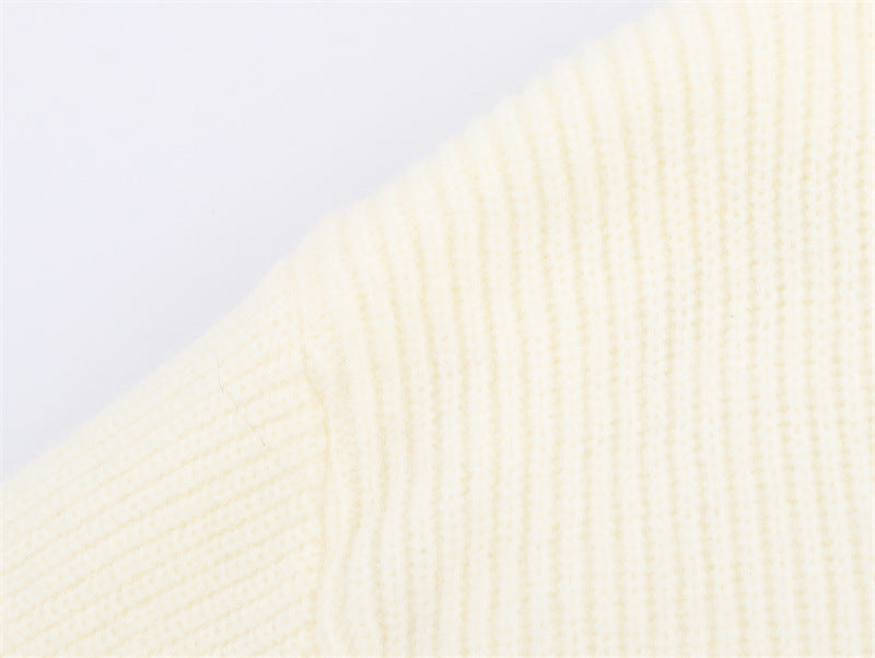 Casual V-neck Cuff Furry Knitted Dress