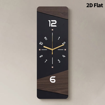 Ultra Quiet Quartz Wall Clock 2D Flat Black With Gold Hands