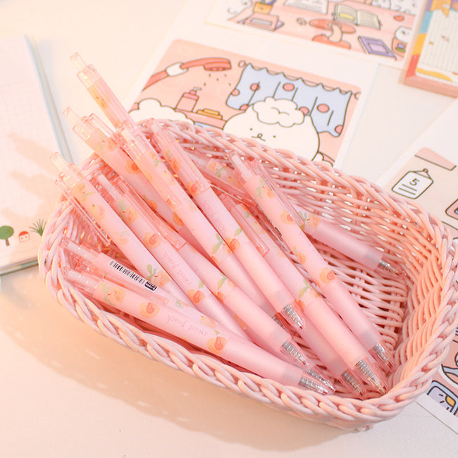 Cute Peach Press Gel Pen Korean Stationery Kawaii Gel Ink Rollerball Pens Main Image