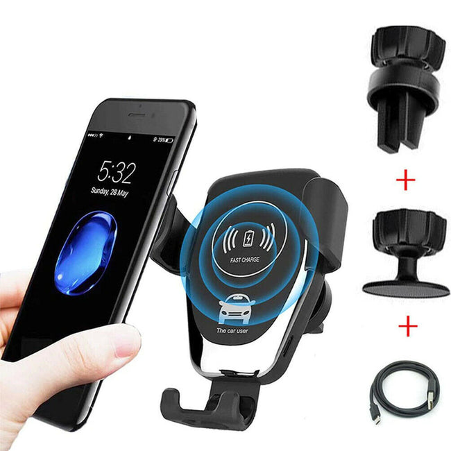 10W QI Wireless Fast Car Charger Mount Holder Stand Automatic Clamping Charging Hover Image