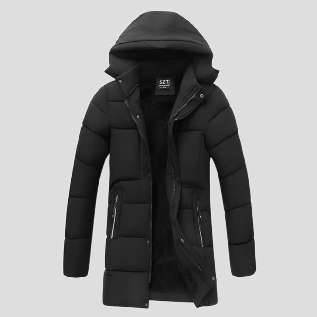 Men's Thick Mid-length Hooded Cotton Jacket Hover Image