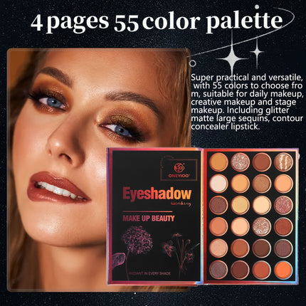 55 Color Palette Berry Pink Purple Red Golden 24 Eyeshadows
