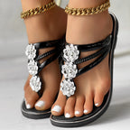 Floral Pattern Flip Flops, Comfortable And Casual Summer Beach Slippers