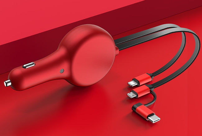 Retractable Car Charger Fast Charge Flash Charge One For Two Main Image