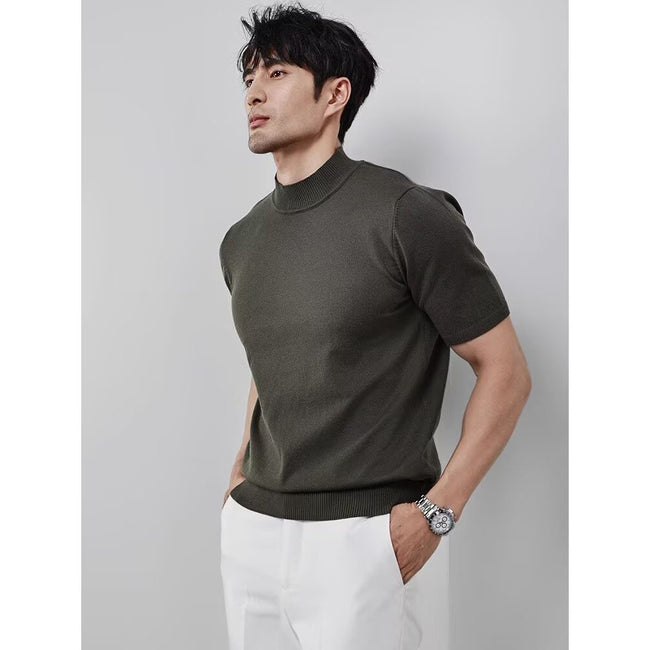 Knitwear Men's Ice Silk Half Turtleneck Solid Color Main Image