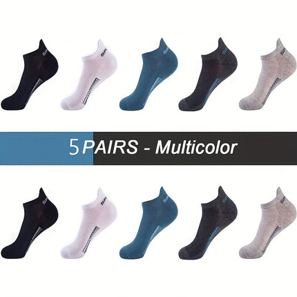 5 Pairs Breathable Ankle Socks For Sports And Casual Wear