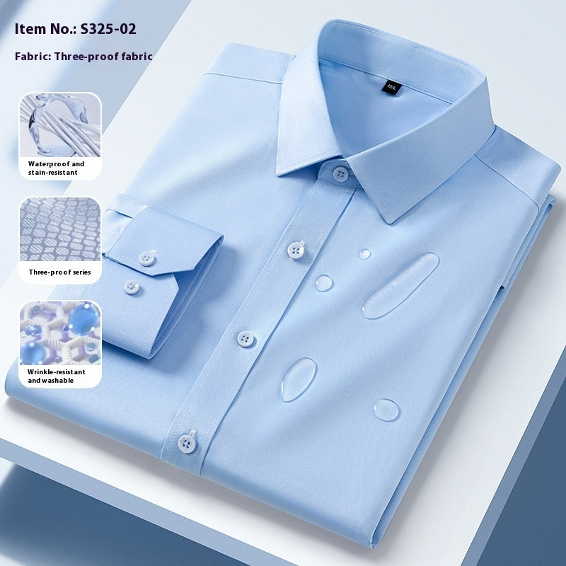 Spring And Summer Three-proof White Shirt Men's Long Sleeve