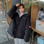 Korean Style False Two-piece Loose Hooded Coat