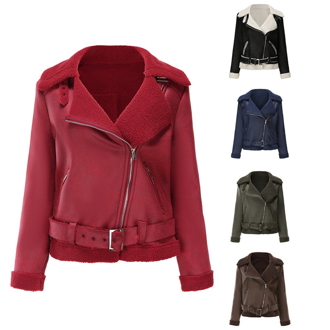 Women's Belt Turn-down Collar Coat Main Image