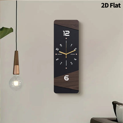 Ultra Quiet Quartz Wall Clock 2D Flat Black With Gold Hands