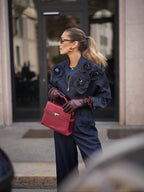 3D Floral Embellishments Shirt & High-Waisted Jeans Denim Set