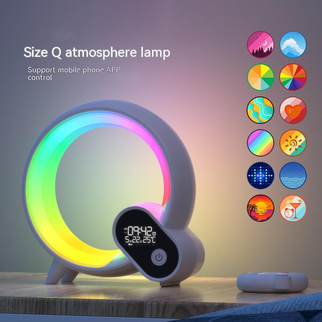Creative Q Light Analog Sunrise Digital Display Alarm Clock Bluetooth Audio Intelligent Wake-up Q Colorful Atmosphere Light Hover Image