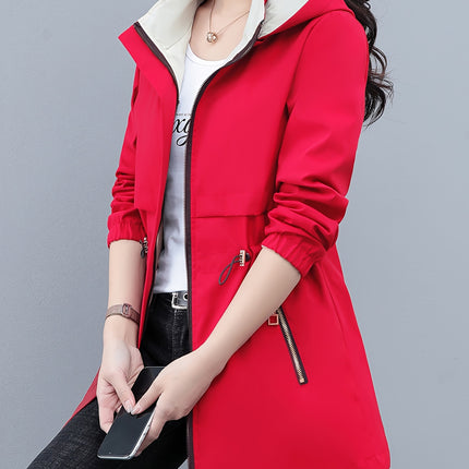 Womens Reversible Windbreaker Jacket Two Tone Black Red