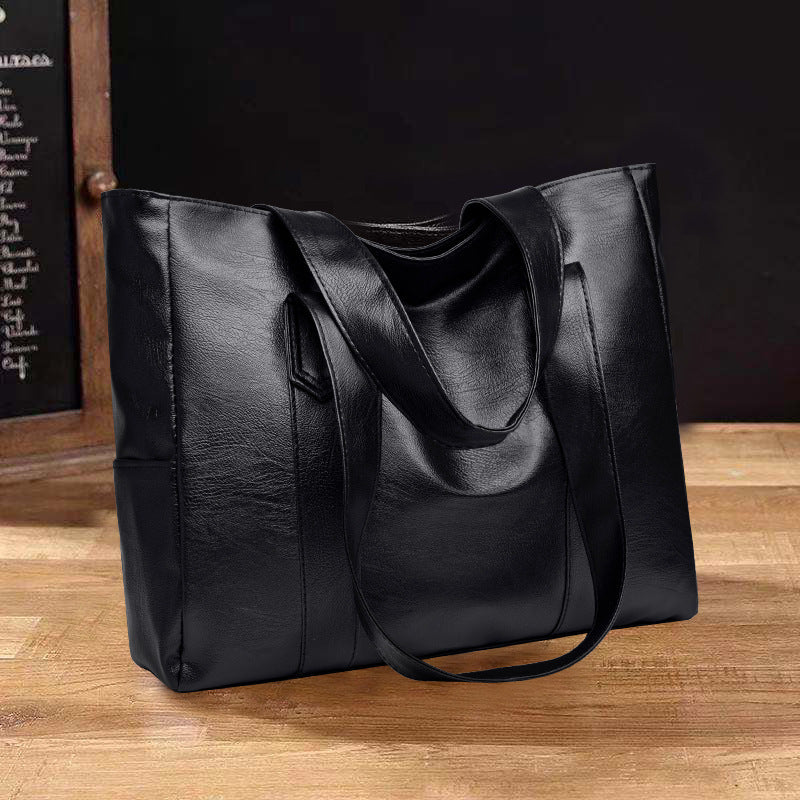 Retro High Sense Soft Leather Tote Simple Versatile Handbag Commuter Texture Ladies Underarm Bag