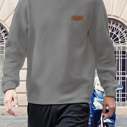 Mens Heavyweight Geometric Crewneck Sweatshirt Long Sleeve