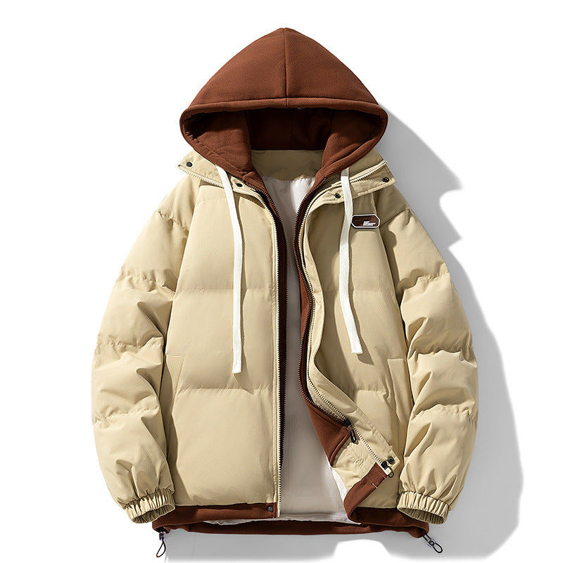 Fake Two-piece Cotton-padded Coat Thickened Hooded Warm Jacket