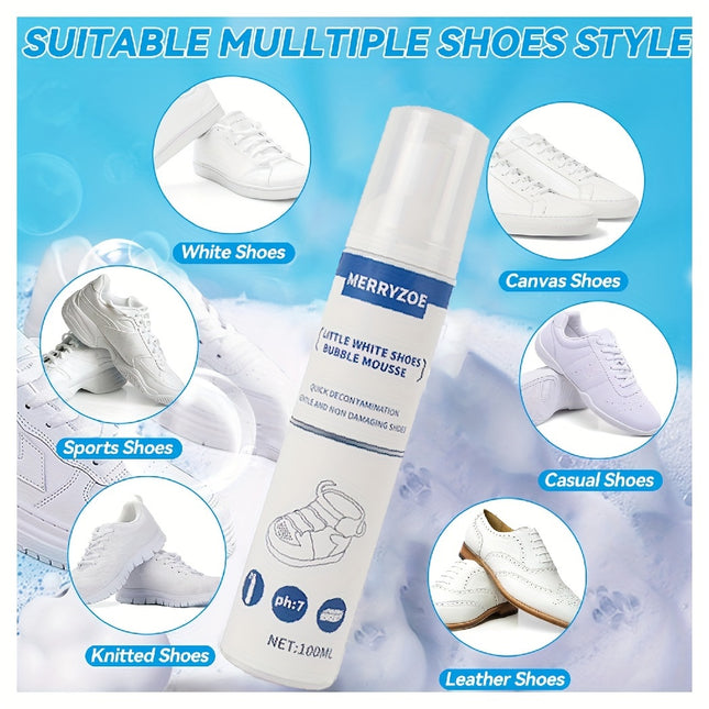 White Shoe Cleaner 100ml Foam Detergent With Brush