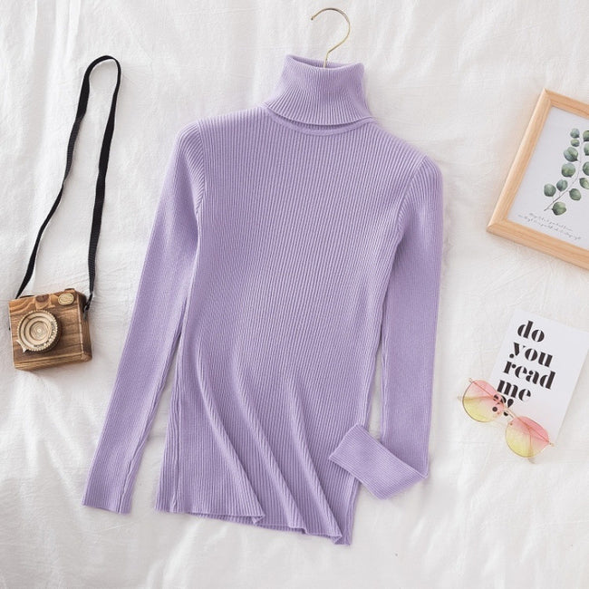 Turtleneck Slimming Sweater Top Pullover Hover Image
