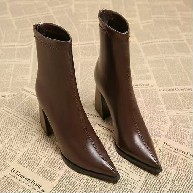 Women's New Casual Simple Graceful High Heel Martin Boots Hover Image