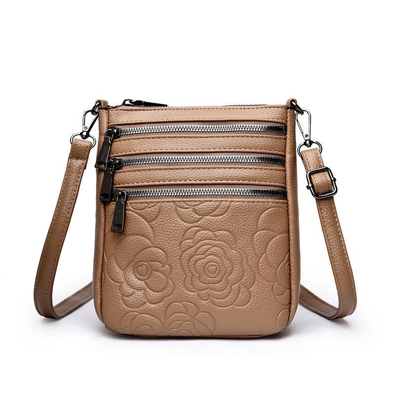 Middle-aged Lady Mother Casual Embossed Shoulder Bag Height