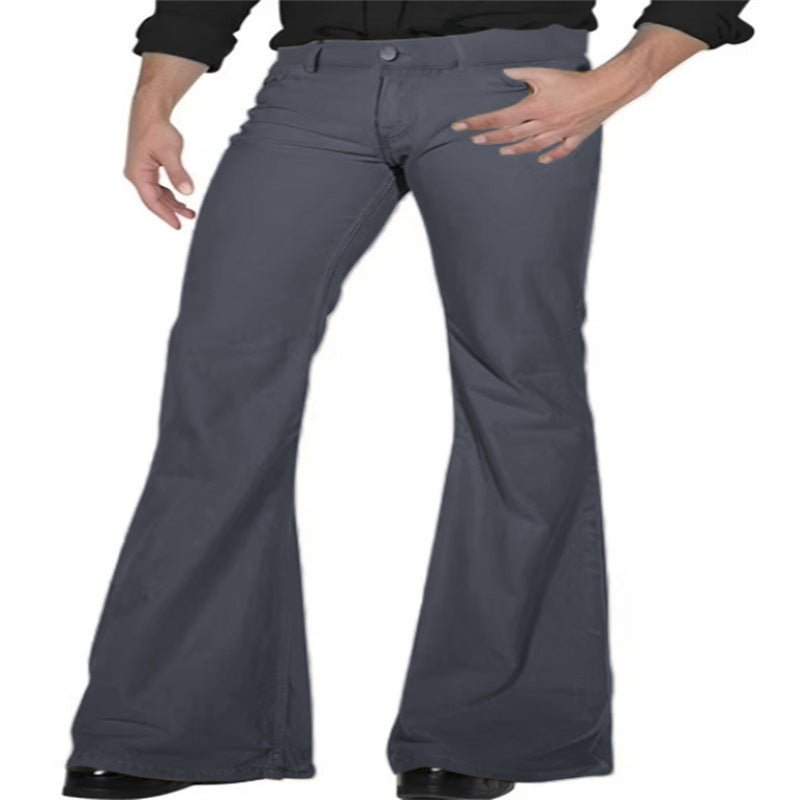 Solid Color Daily Casual Stretch Slim Retro Bell-bottom Pants